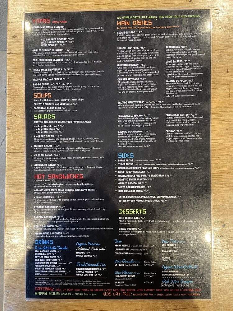 Artesano - San Francisco, CA menu_pic