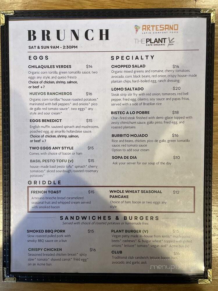 Artesano - San Francisco, CA menu_pic