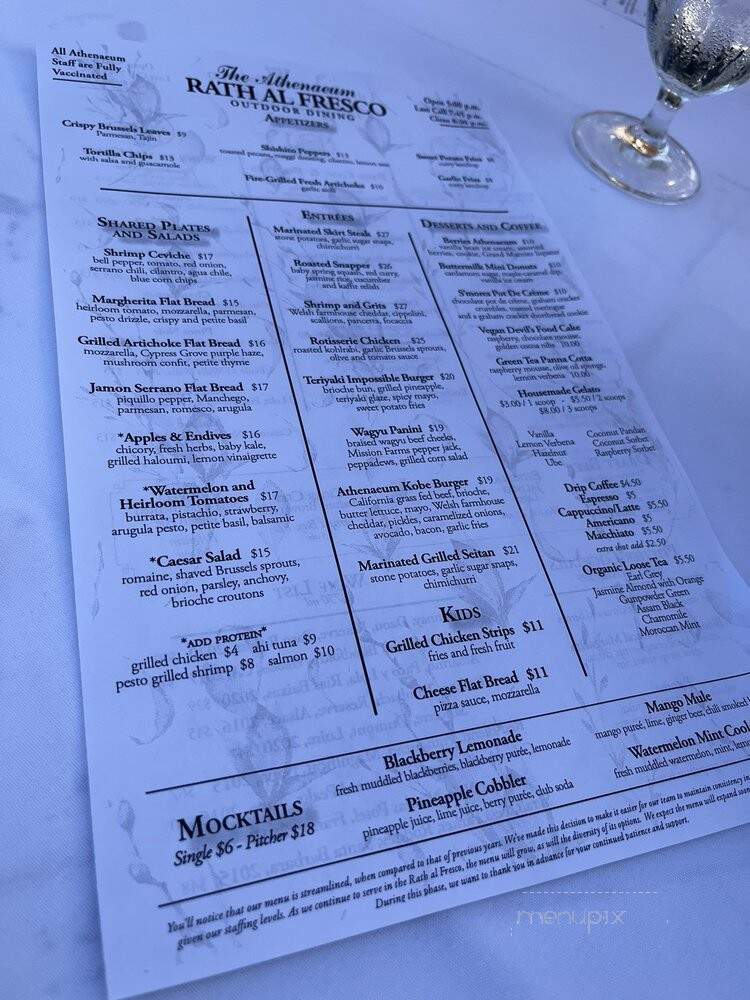 Athenaeum - Pasadena, CA menu_pic
