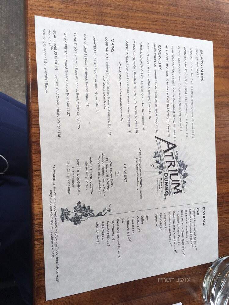 Atrium Dumbo - Brooklyn, NY menu_pic