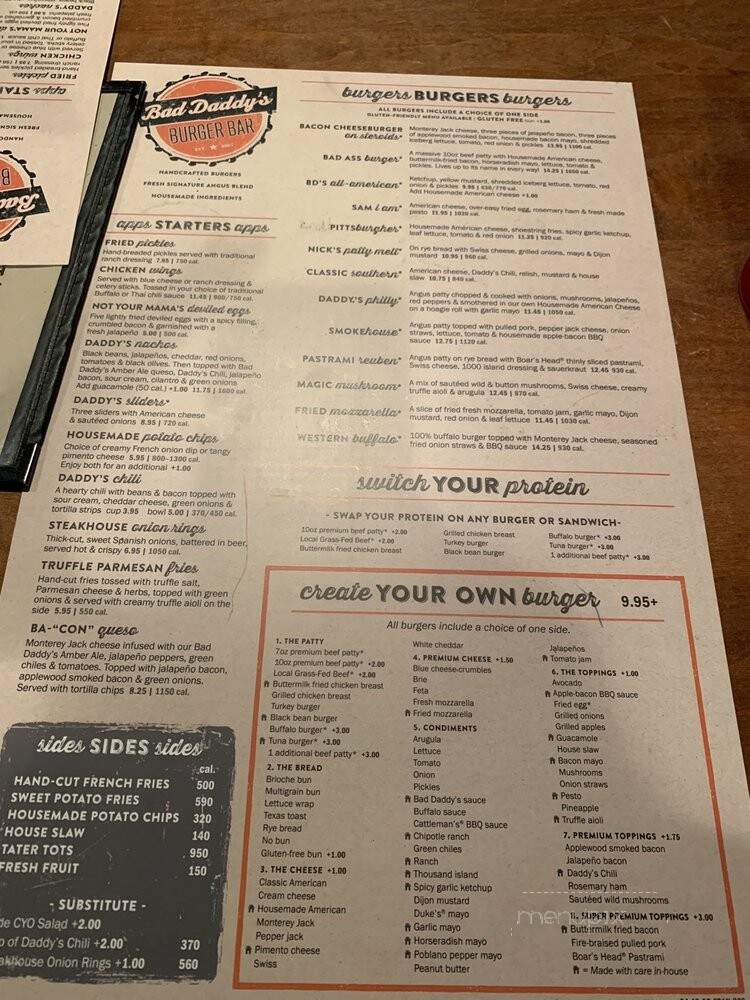 Bad Daddy's Burger Bar - Greenville, SC menu_pic