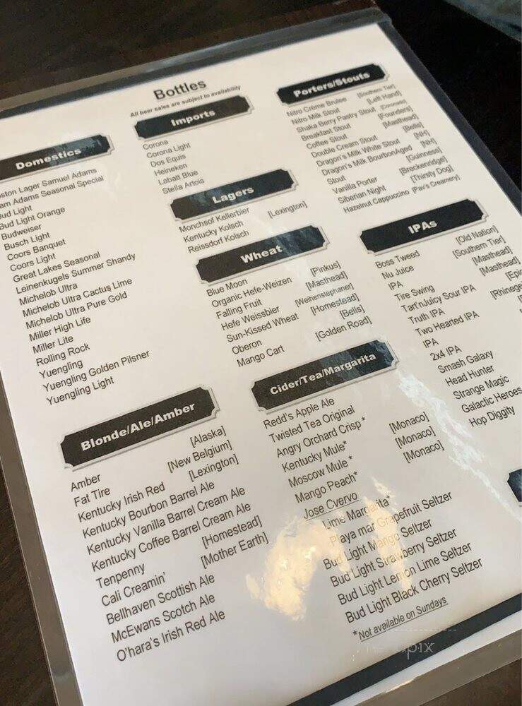 Online Menu of Bags Sports Pub, Sugarcreek, OH