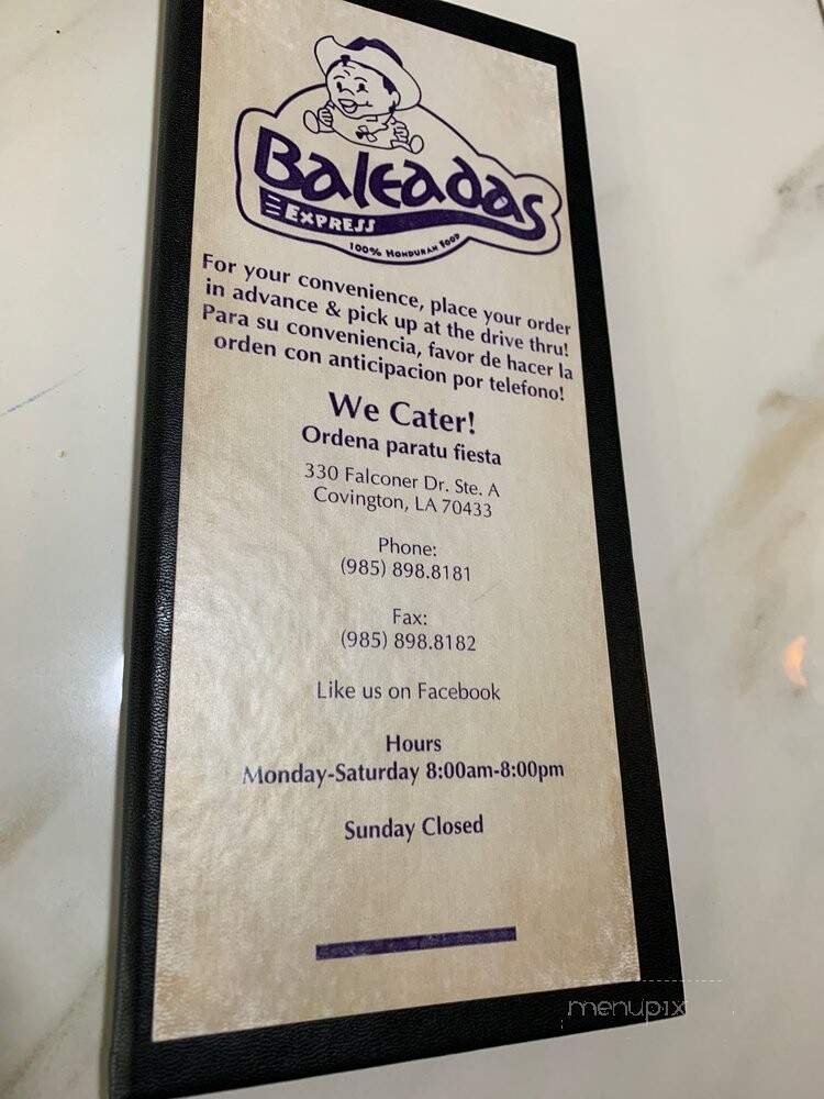 Baleadas Express - Covington, LA menu_pic