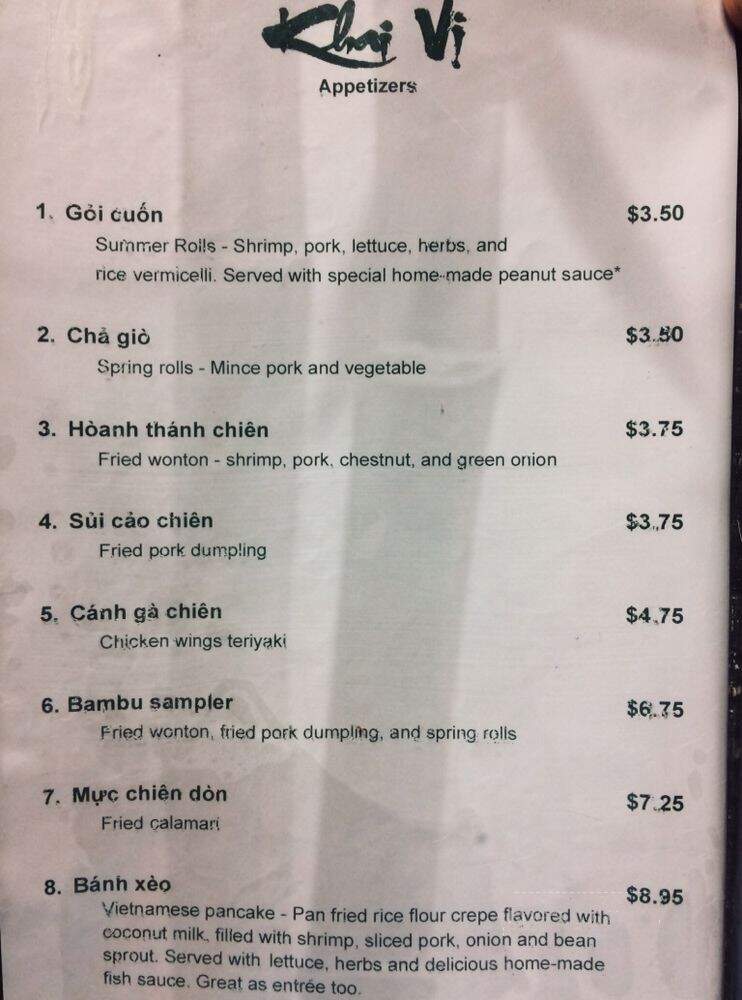 Bambu Vietnamese Restaurant - Sanford, FL menu_pic