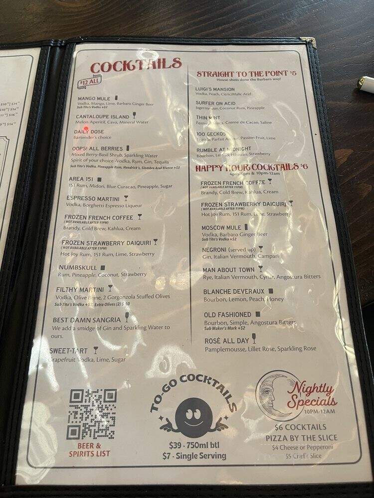 Barbaro - San Antonio, TX menu_pic