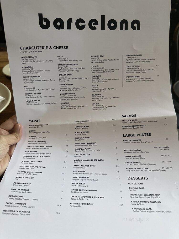 Barcelona Wine Bar - Washington, DC menu_pic