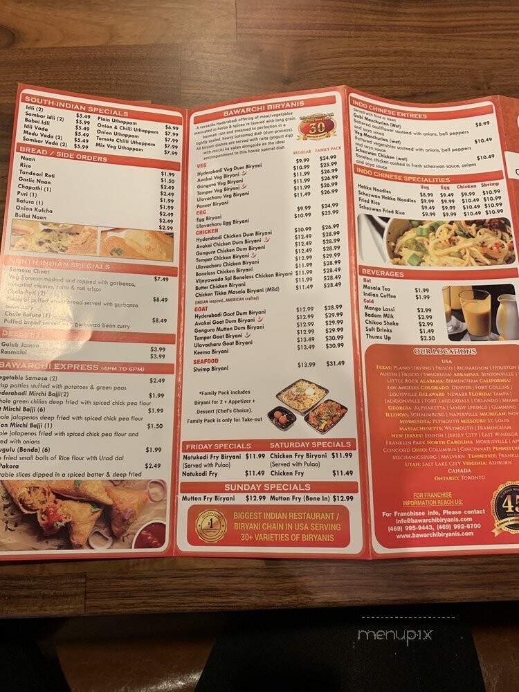 Bawarchi Indian Cuisine - Frisco, TX menu_pic