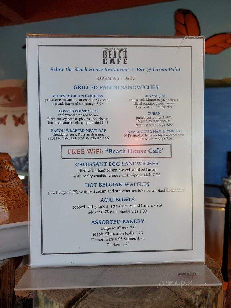 Beach House Restaurant at Lovers Point - Pacific Grove, CA menu_pic