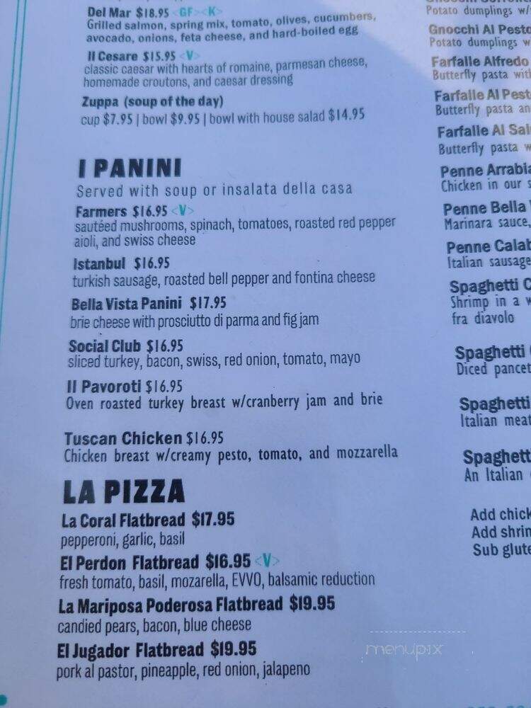 Bella Vista Social Club & Caffe - San Diego, CA menu_pic
