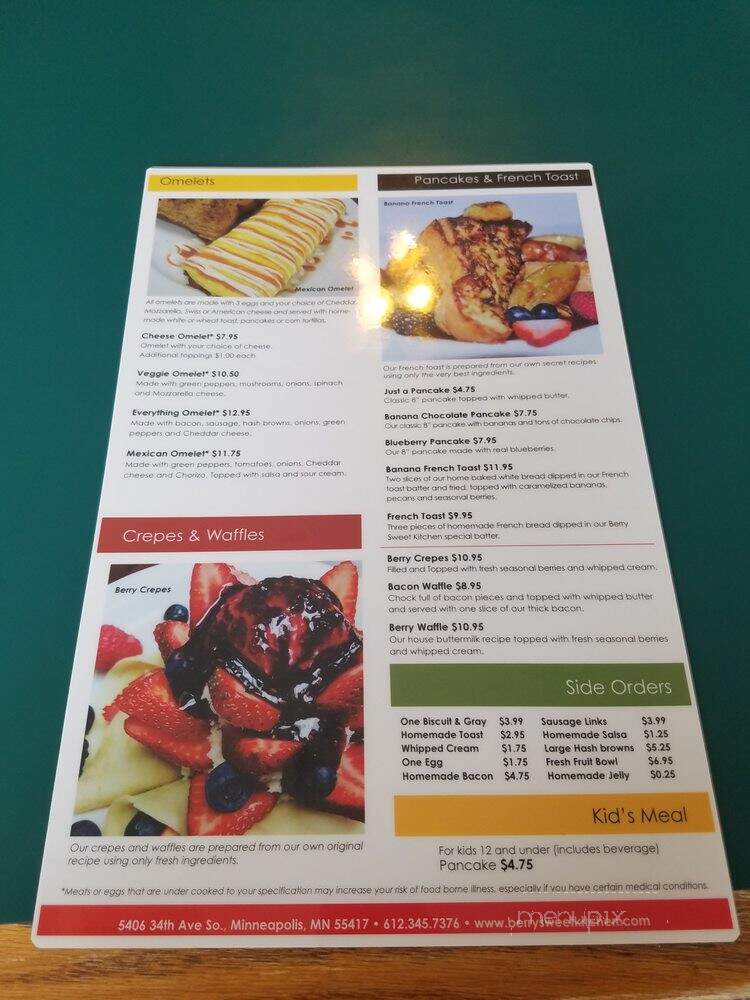 Berry Sweet Kitchen - Minneapolis, MN menu_pic