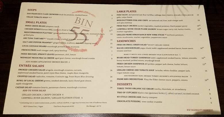 Bin 55 - San Francisco, CA menu_pic