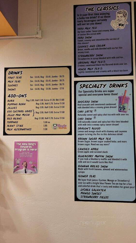 Bing's Boba Tea - Tucson, AZ menu_pic