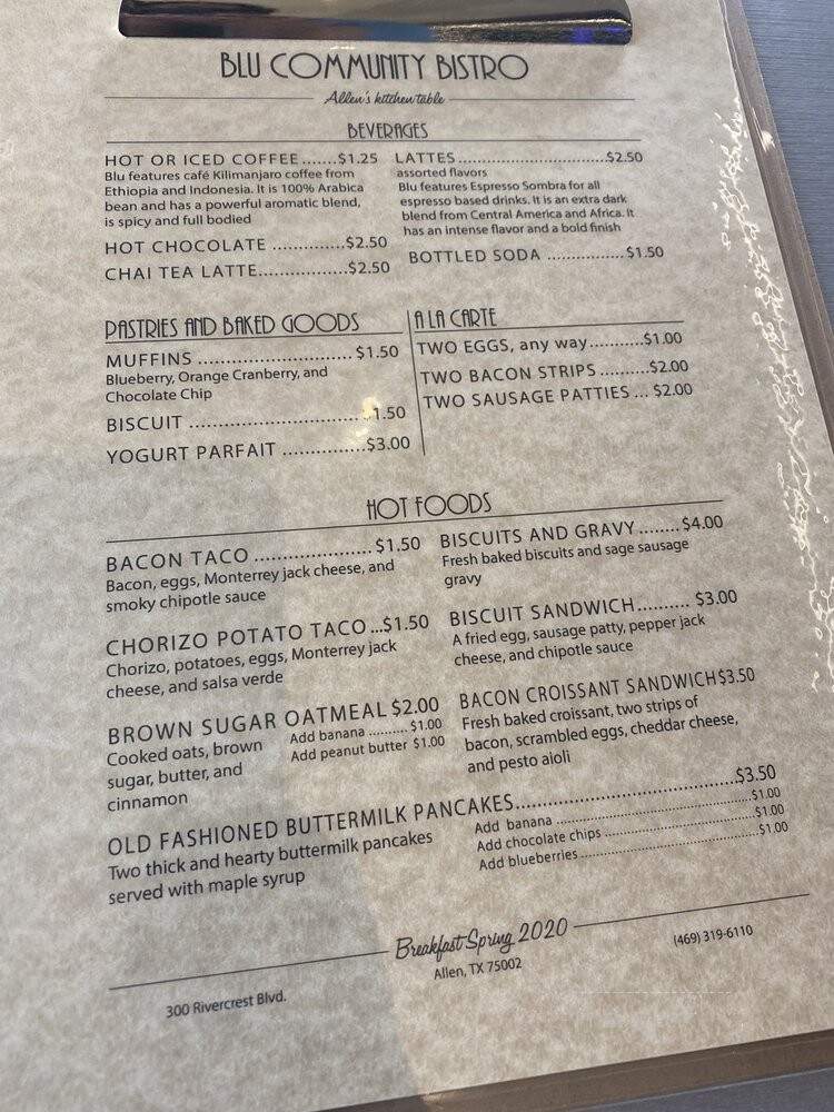 Blu - Allen, TX menu_pic
