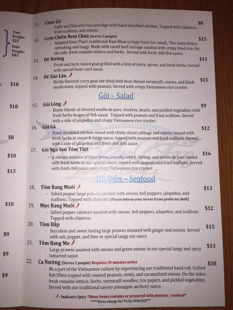 Bluefin Bar and Grill - Portland, OR menu_pic