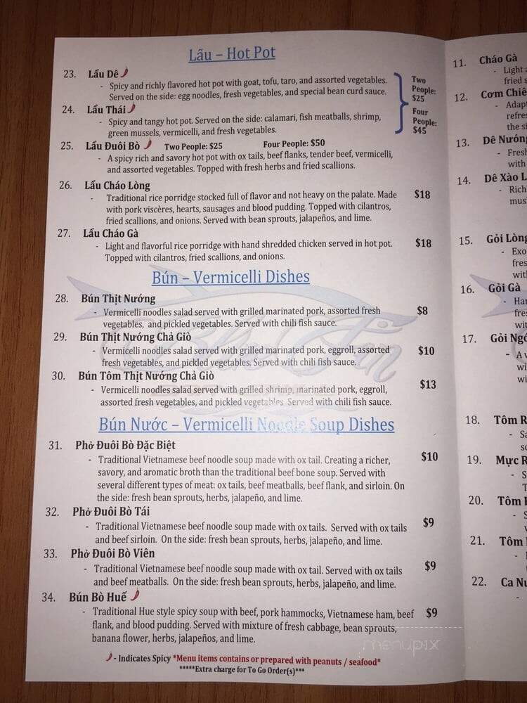 Bluefin Bar and Grill - Portland, OR menu_pic