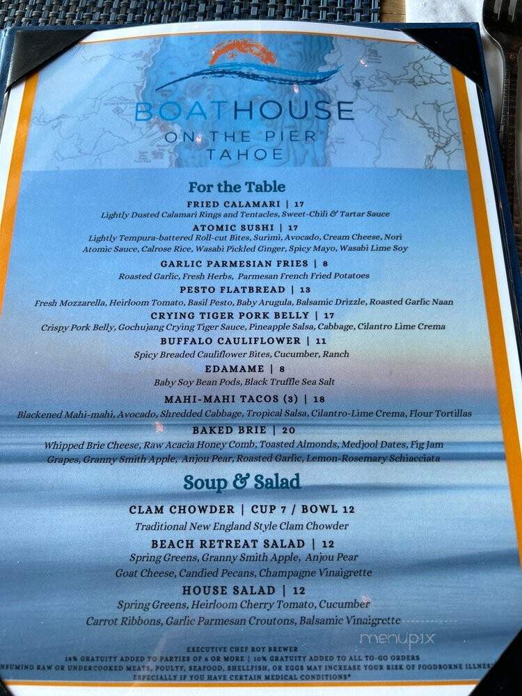 Boathouse on the Pier - South Lake Tahoe, CA menu_pic