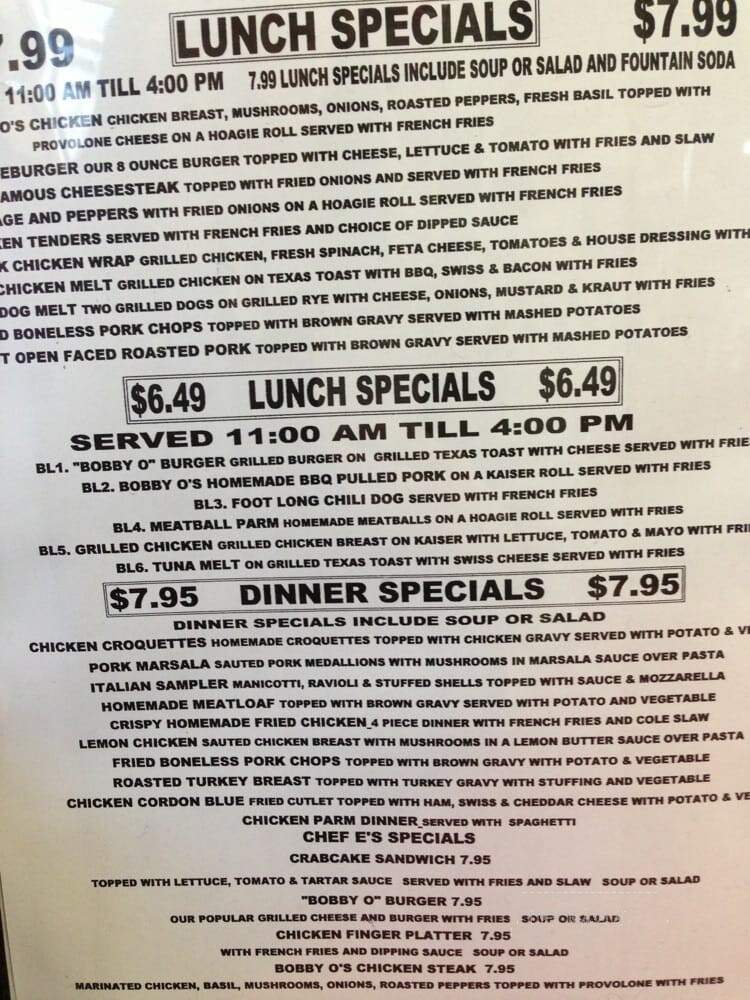 Bobby O's - DuPont, PA menu_pic