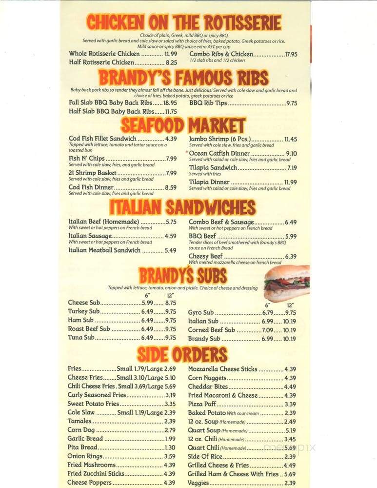 Brandy's - Hanover Park, IL menu_pic
