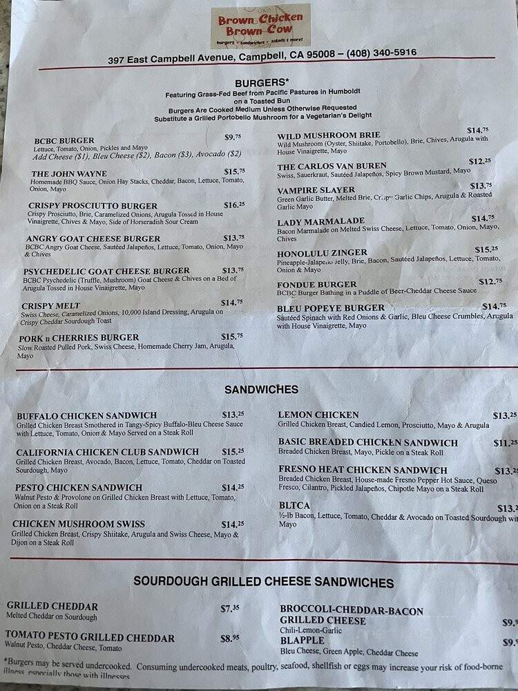 Brown Chicken Brown Cow - Campbell, CA menu_pic