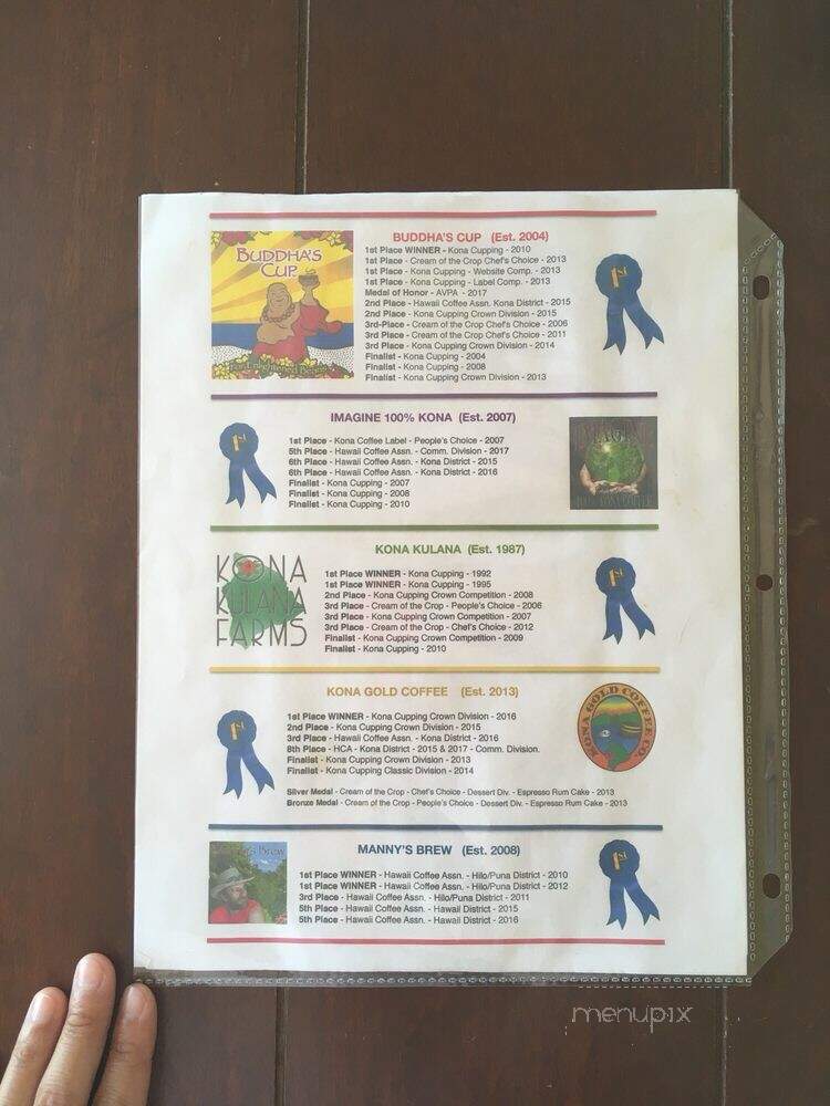 Buddha's Cup- Coffee Tours & Tasting - Holualoa, HI menu_pic