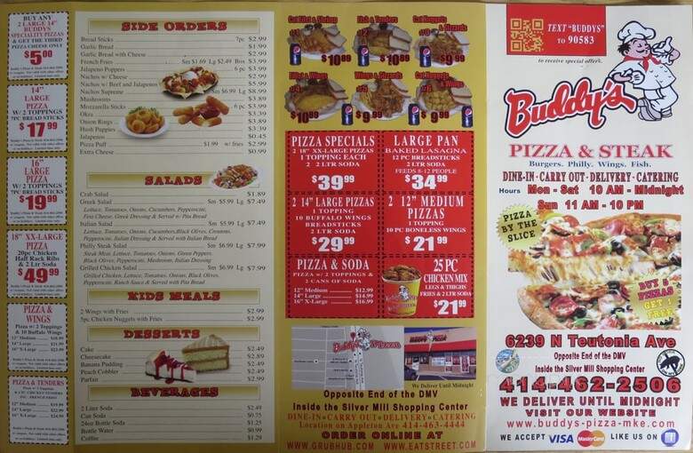 Buddy's Pizza & Steak - Milwaukee, WI menu_pic