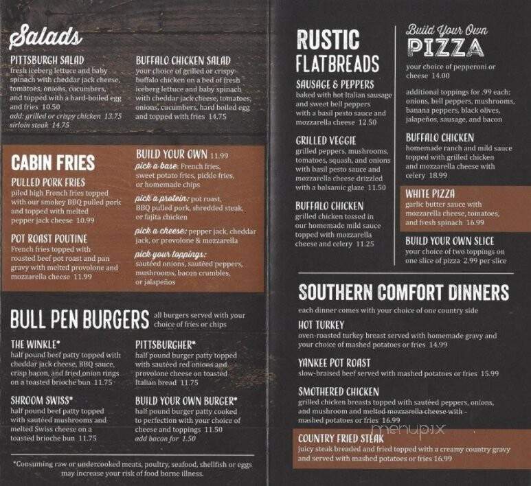 Bullpen Sports Bar & Grille - Avella, PA menu_pic