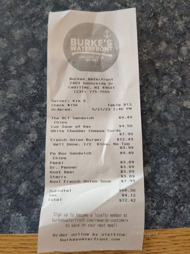 Burke's Waterfront Restaurant - Lansing, MI menu_pic