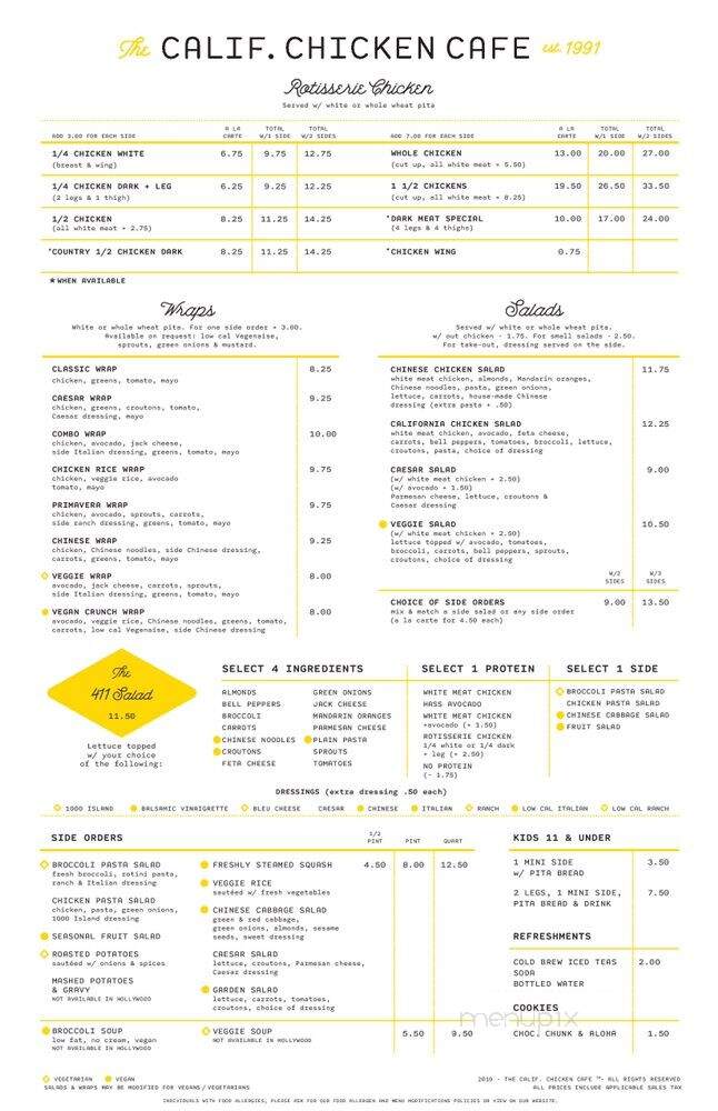 California Chicken Cafe - Canoga Park, CA menu_pic