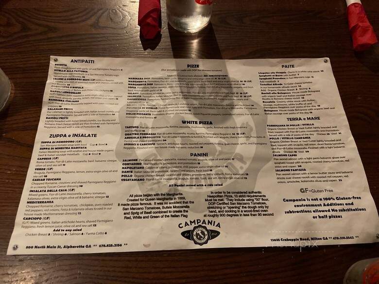 Campania Pizzeria Napoletana - Alpharetta, GA menu_pic