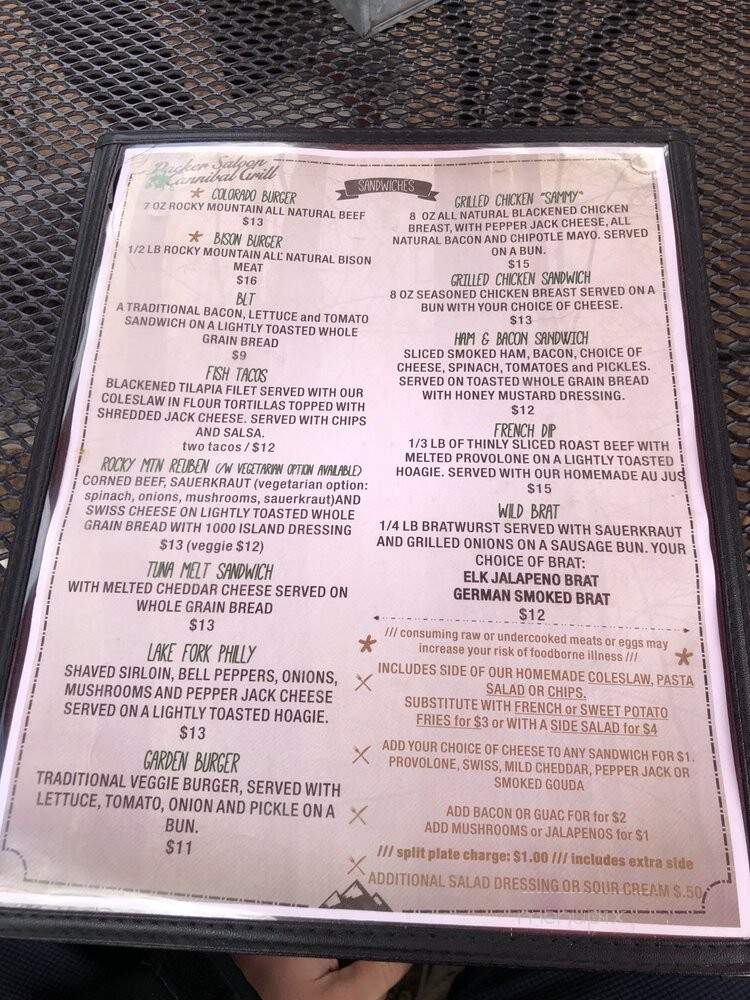 Cannibal grill an bar - Durango, CO menu_pic