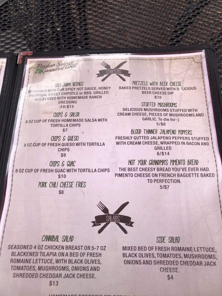 Cannibal grill an bar - Durango, CO menu_pic