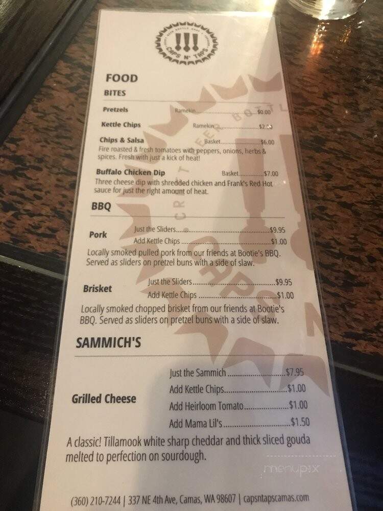 Caps N' Taps - Camas, WA menu_pic