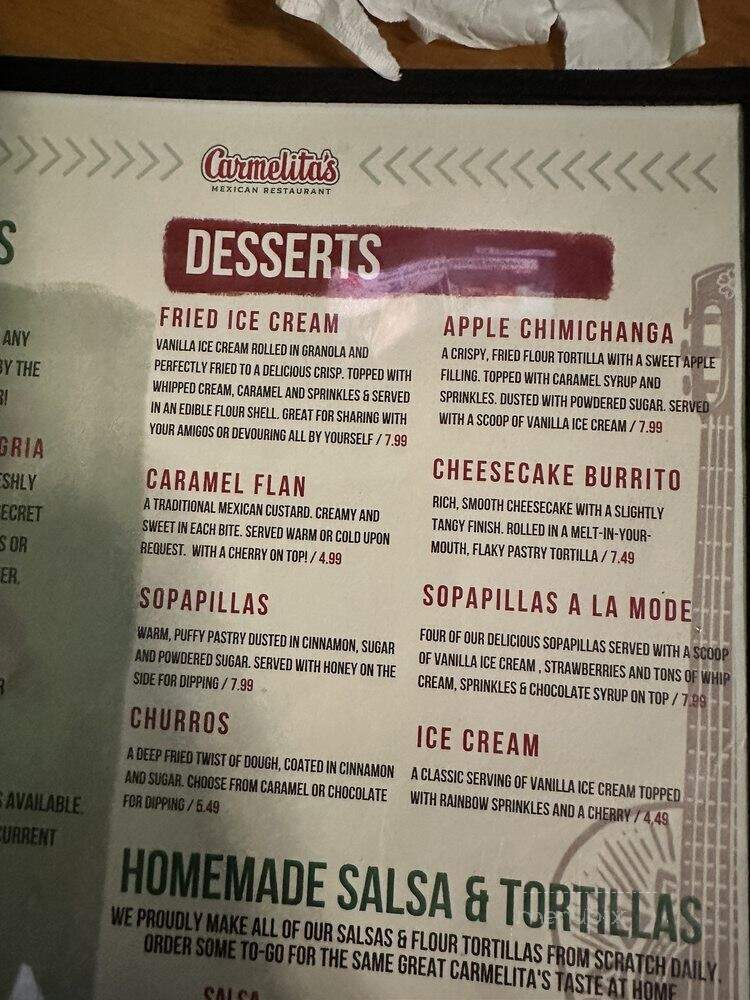 Carmelita's - New Port Richey, FL menu_pic