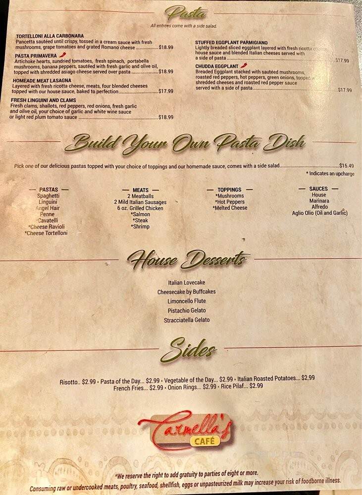 Carmella's Cafe - Youngstown, OH menu_pic
