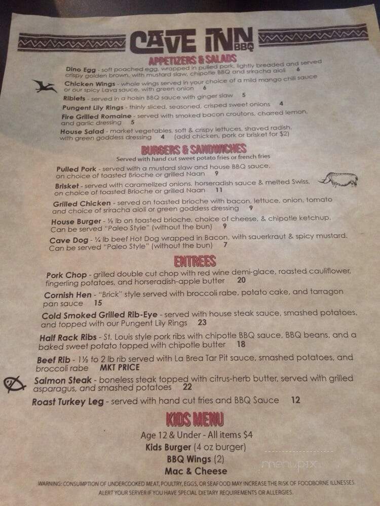 Cave Inn BBQ - Winter Garden, FL menu_pic