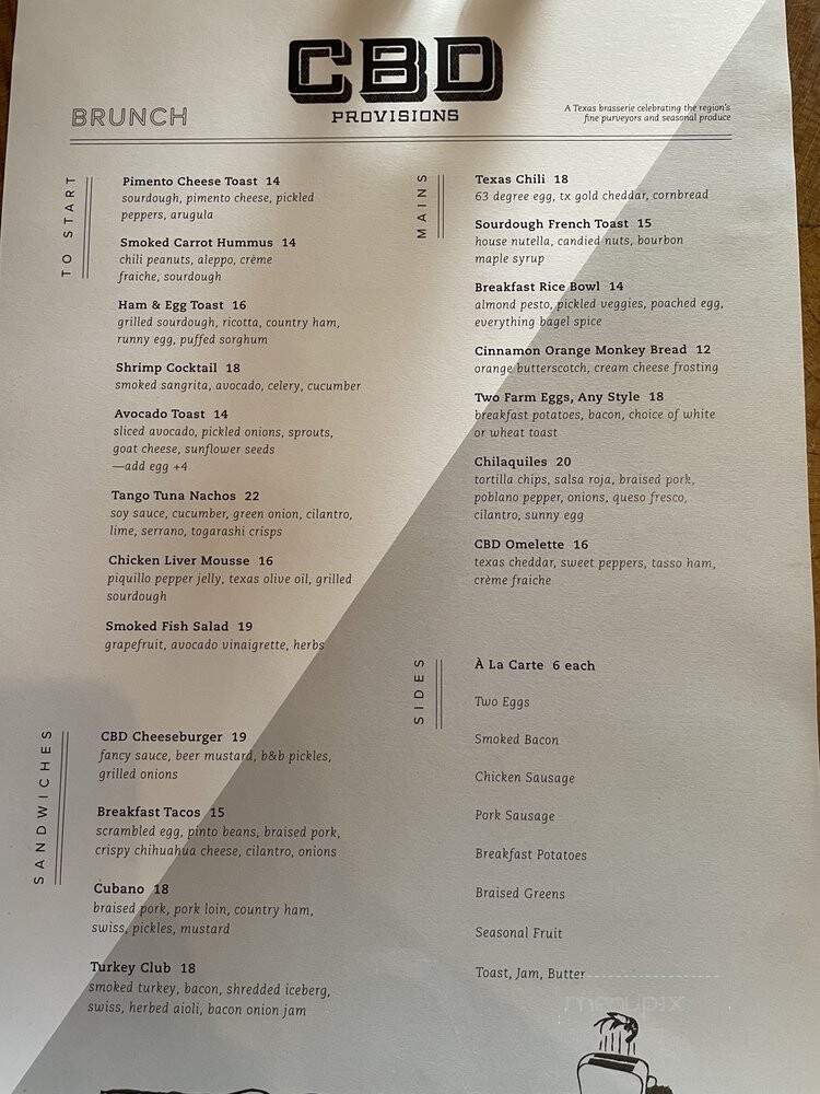 CBD Provisions - Dallas, TX menu_pic
