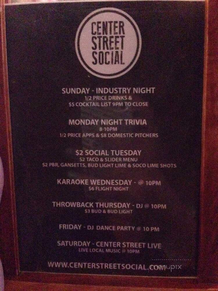 Center Street Social - Shelton, CT menu_pic