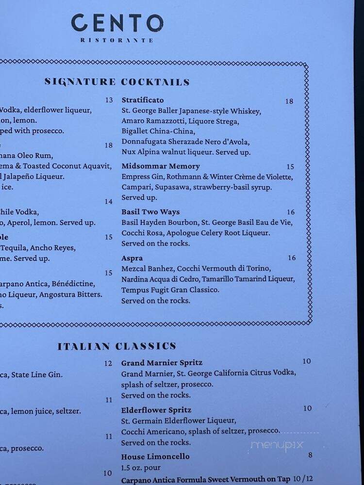 Cento - Madison, WI menu_pic