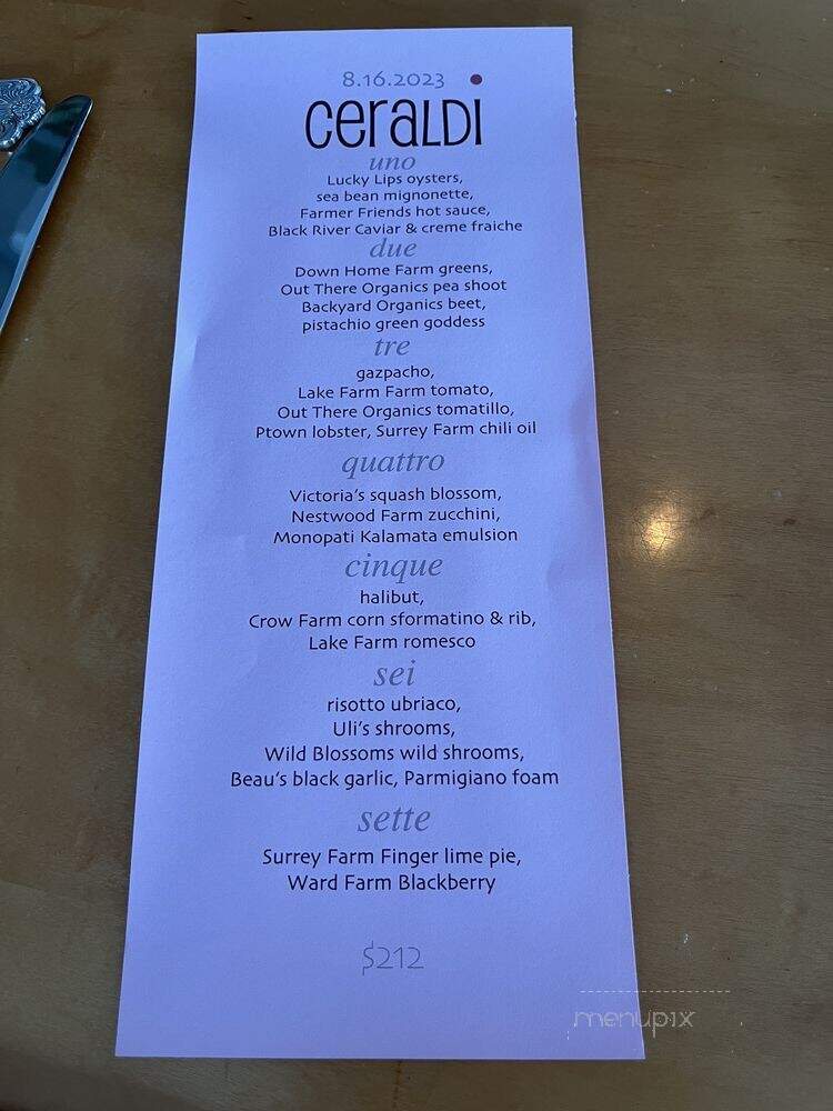 Ceraldi - Provincetown, MA menu_pic