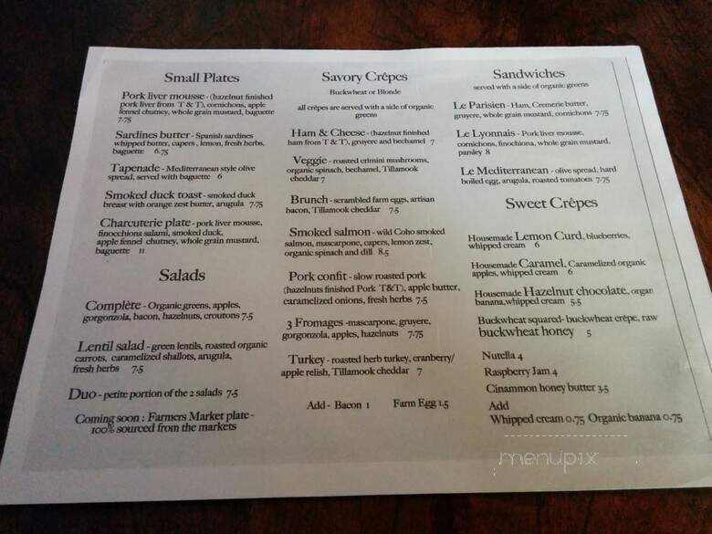 C'est Si Bon! - Portland, OR menu_pic