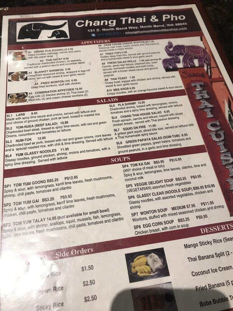Chang Thai and Pho - North Bend, WA menu_pic