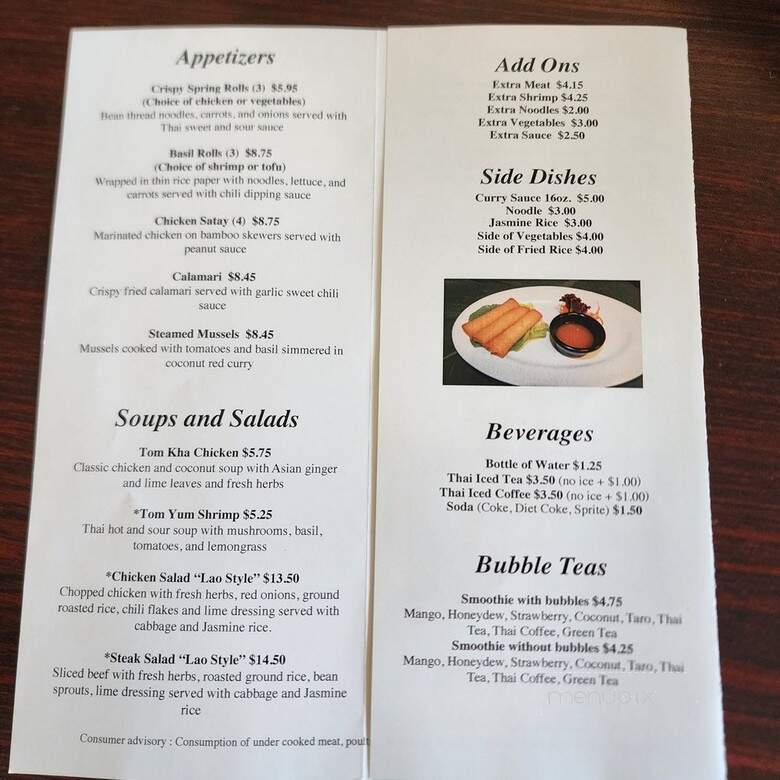 Chef Tommy Thai Cuisine - Dawsonville, GA menu_pic