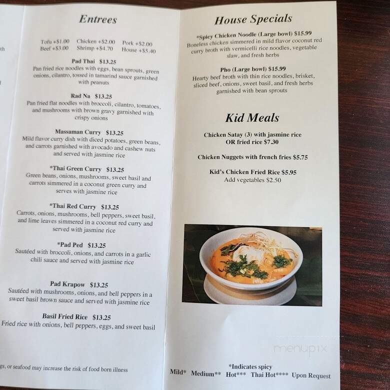 Chef Tommy Thai Cuisine - Dawsonville, GA menu_pic