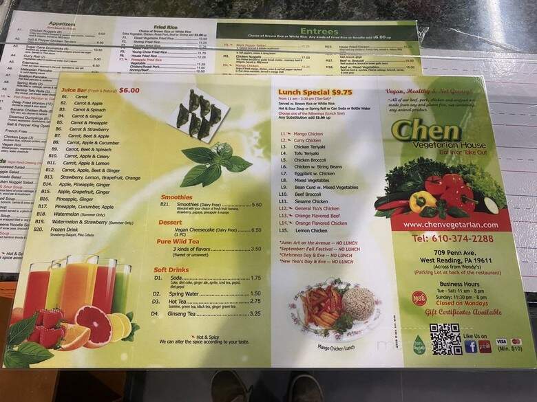 Chen Vegetarian House - Reading, PA menu_pic