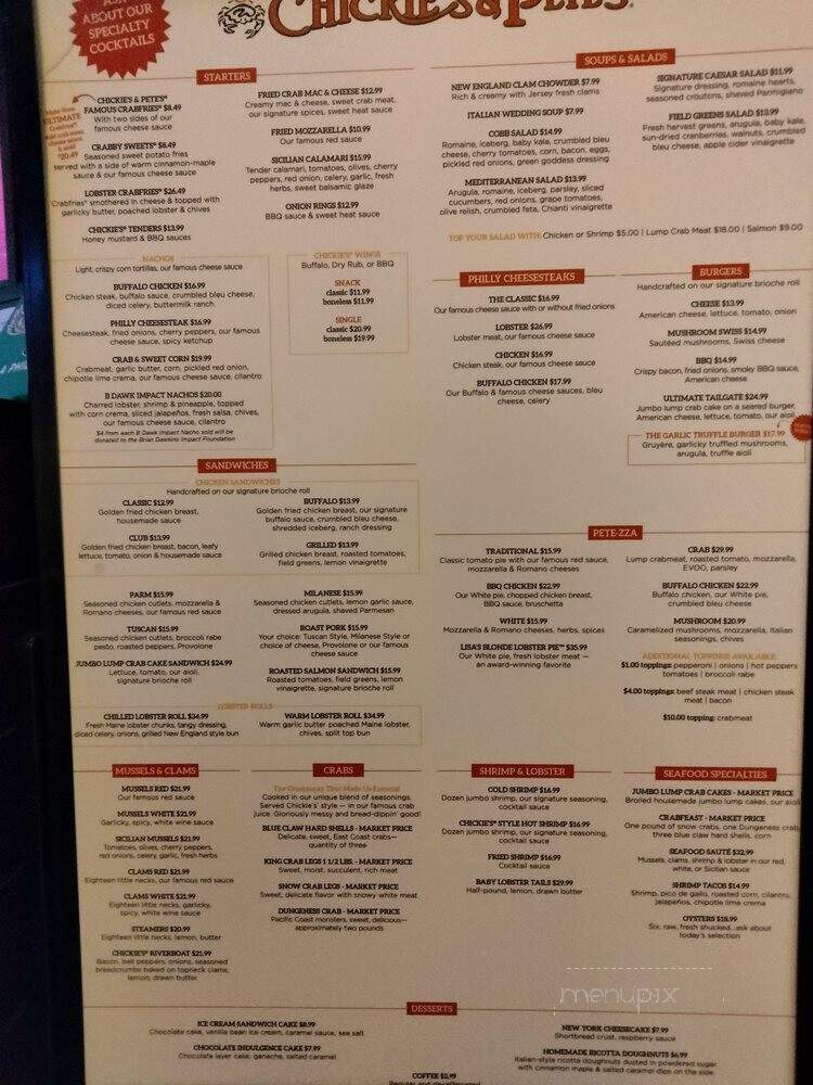 Chickie's and Pete's Crab House and Sports Bar - Atlantic City, NJ menu_pic