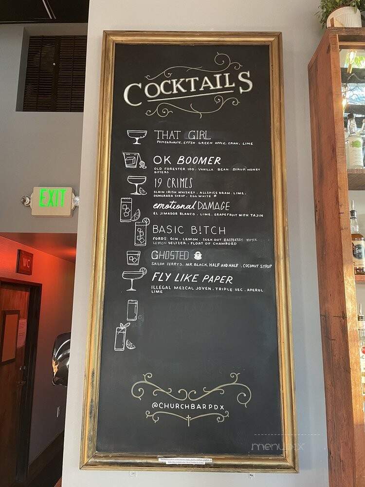 Church - Portland, OR menu_pic
