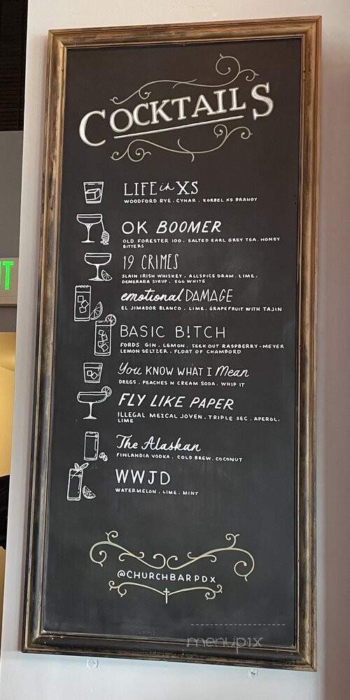 Church - Portland, OR menu_pic