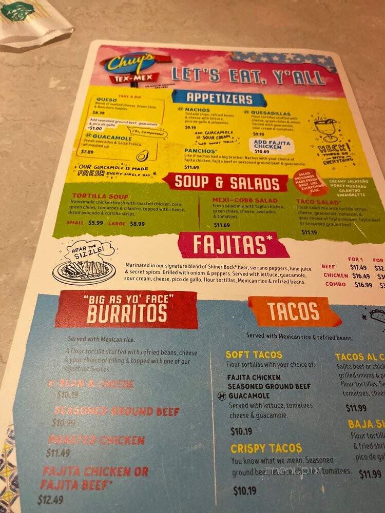 Chuy's - Raleigh, NC menu_pic