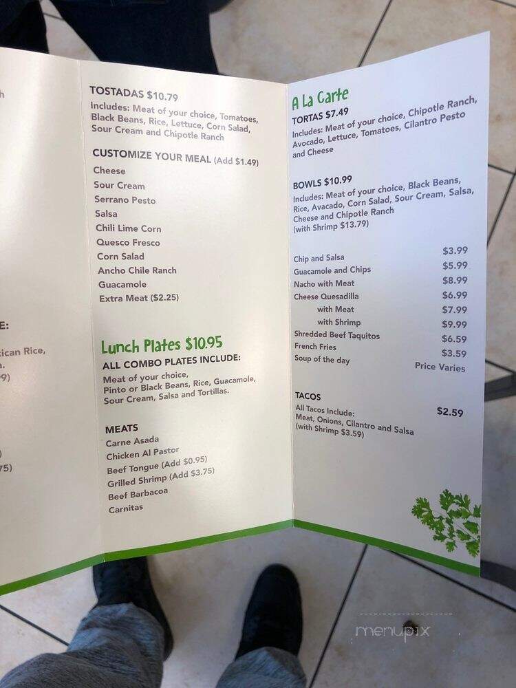 Cilantro Mexican Grill - North Hollywood, CA menu_pic