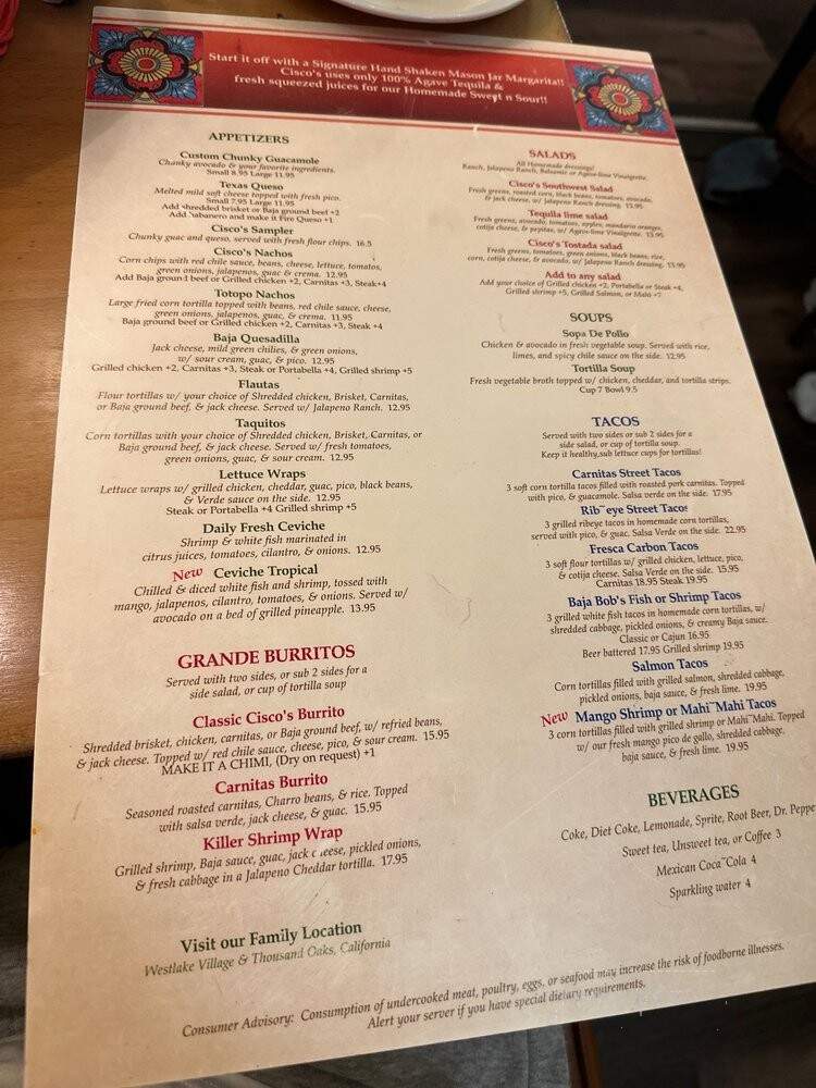 Ciscos Salsa Company - Tomball, TX menu_pic
